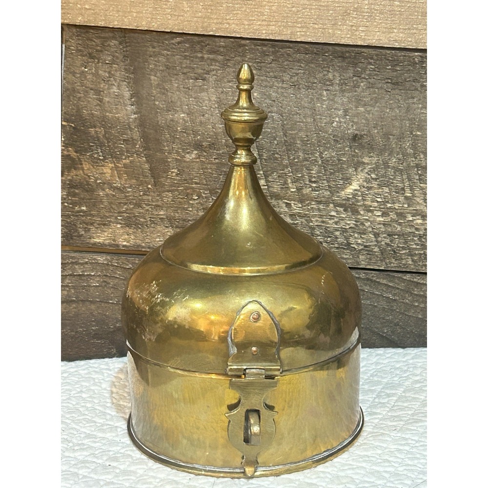 Antique Collectible Handcrafted Brass Islamic Pan Daan Box Small Betel Nut Box